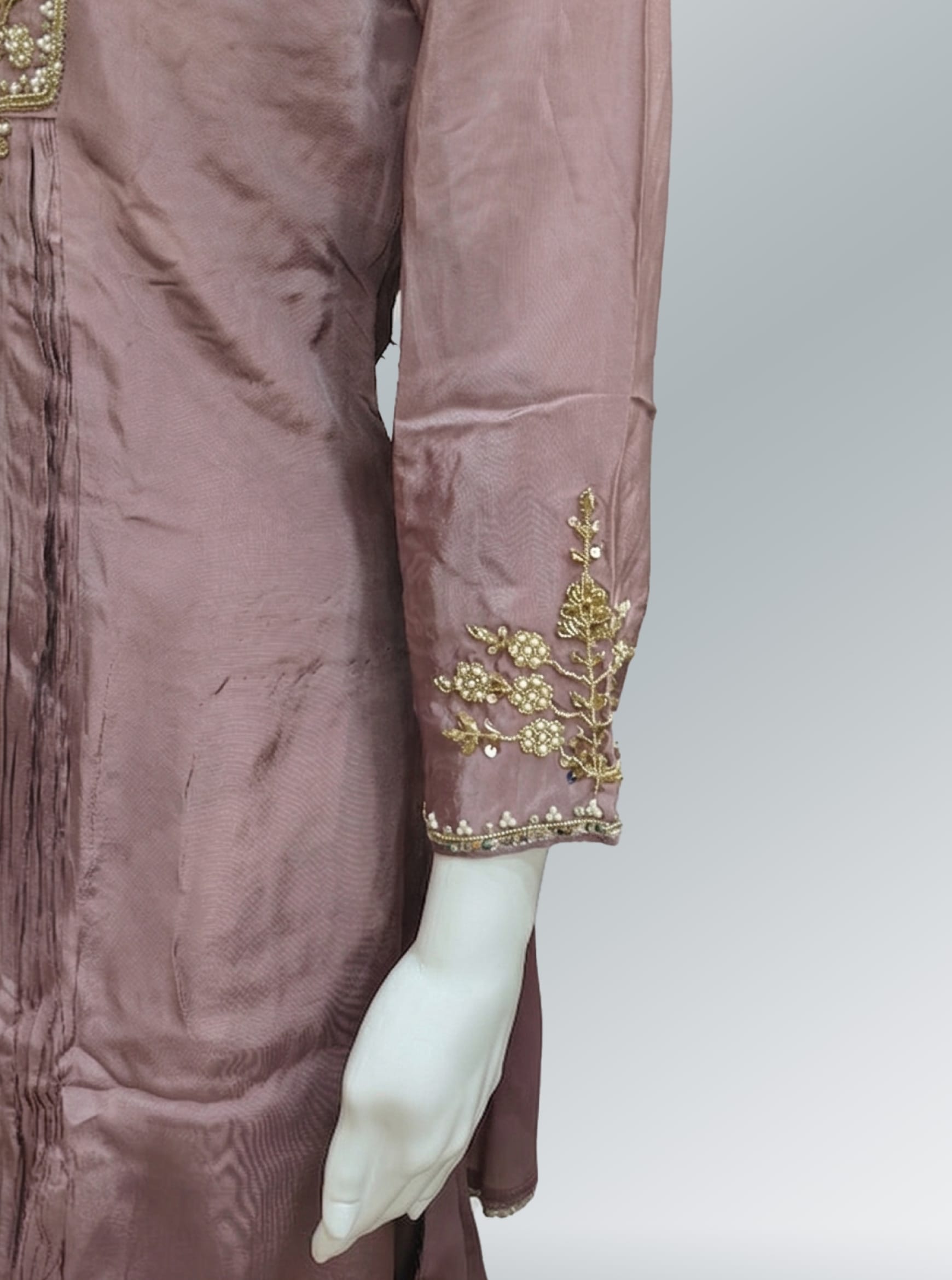 Elegant Chocolate Brown Lakhnavi Anarkali Set