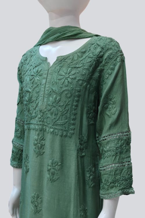 Emerald Green Chikankari Sharara Set