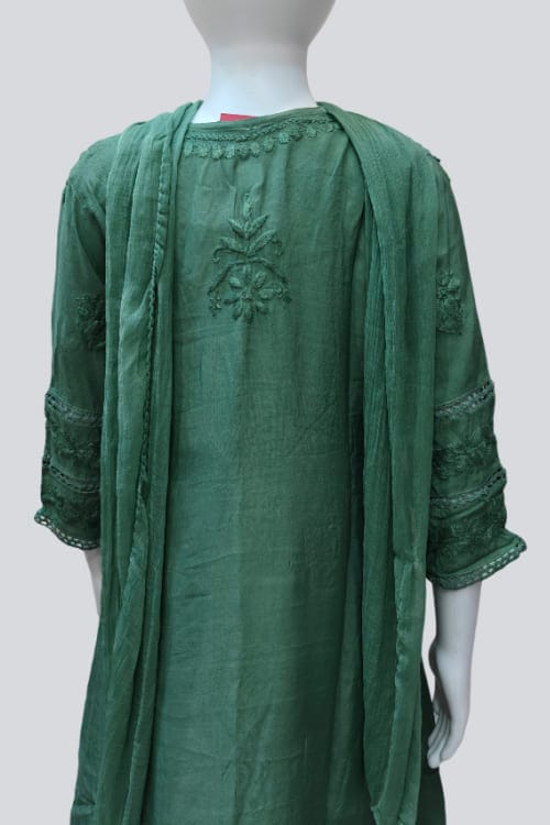 Emerald Green Chikankari Sharara Set