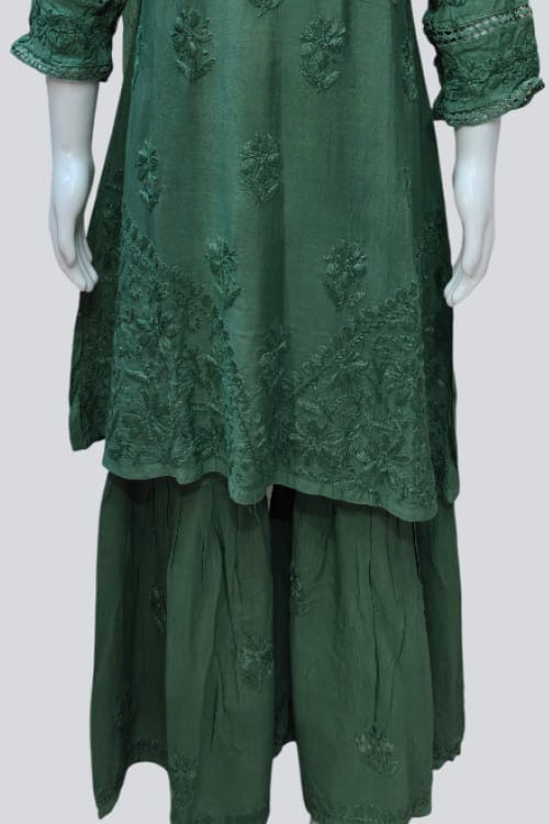 Emerald Green Chikankari Sharara Set