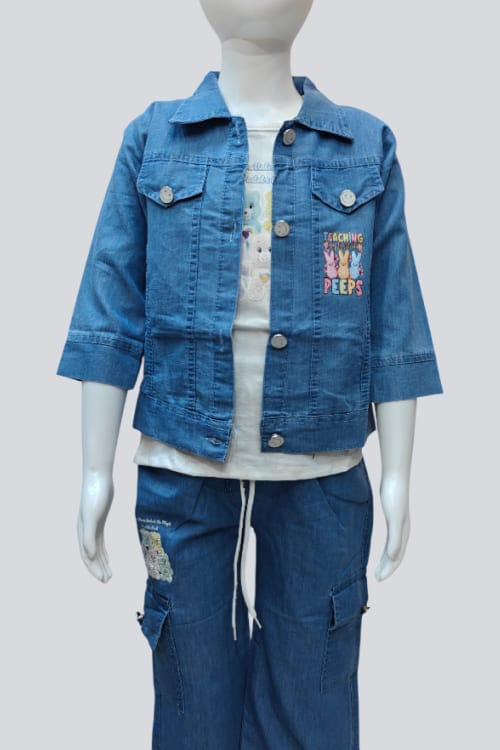 Trendy Denim Jacket & Cargo Co-ord Set