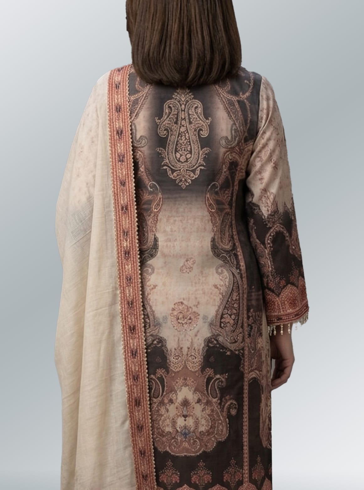 Classic Beige Embroidered Kurti with Palazzo Set
