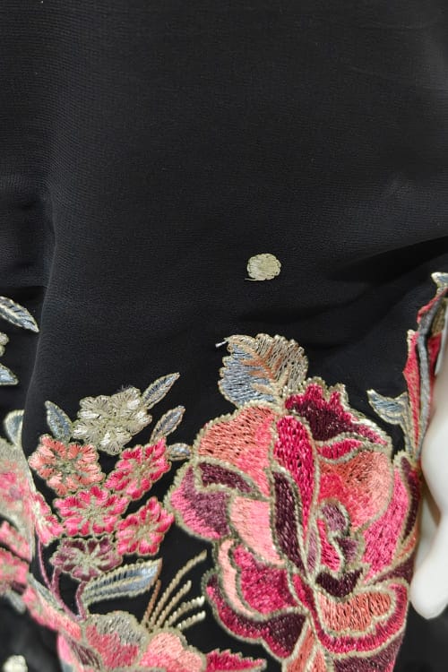 Elegant Black Floral Embroidered Ethnic Set