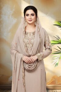 Classic Beige Embroidered Kurti with Palazzo Set