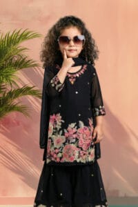Elegant Black Floral Embroidered Ethnic Set