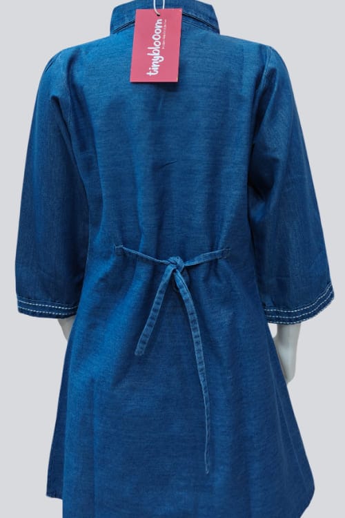 Stylish Denim Embroidered Cord Set