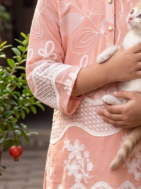 Rose Blush Lace Trimmed Ethnic Tunic Set