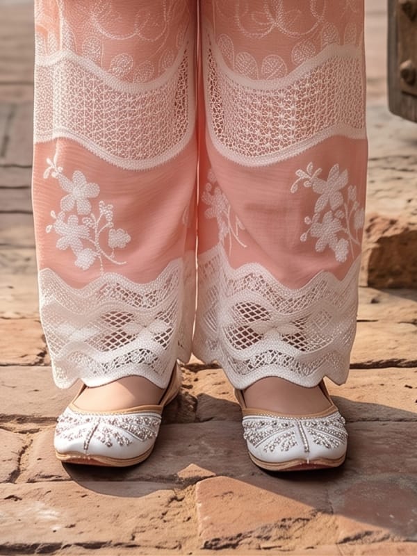 Rose Blush Lace Trimmed Ethnic Tunic Set