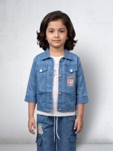 Vintage Wash Denim Jacket with Cargo Shorts Set