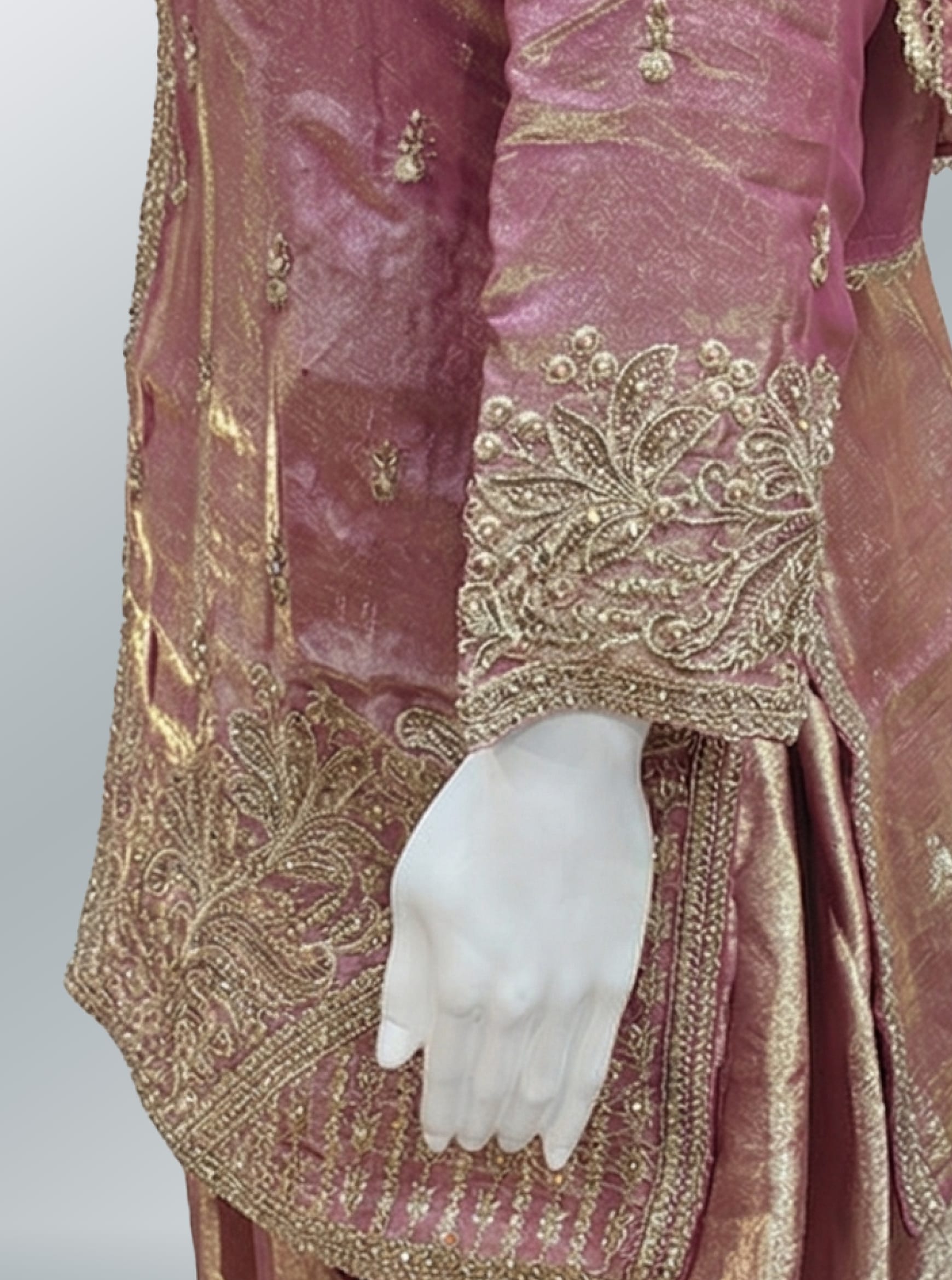 Elegant Rose Gold Embroidered Sharara Set with Dupatta