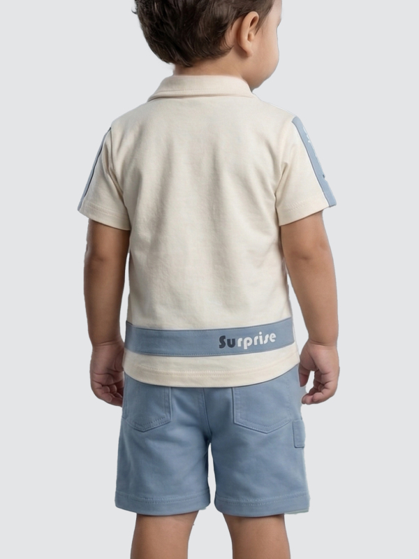 Boys Pastel Polo & Cargo Shorts Set