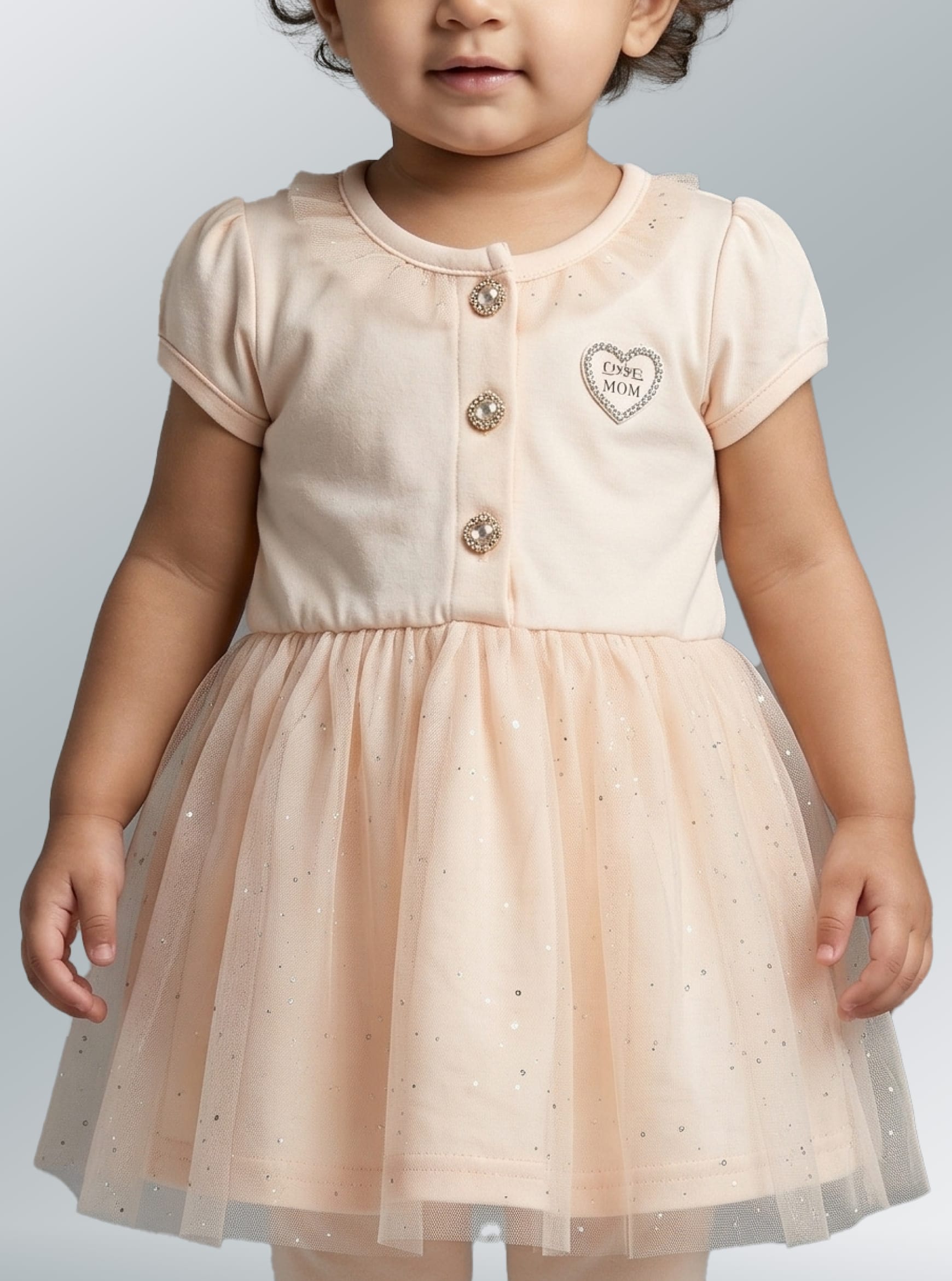 Peachy Sparkle Tulle Dress Set