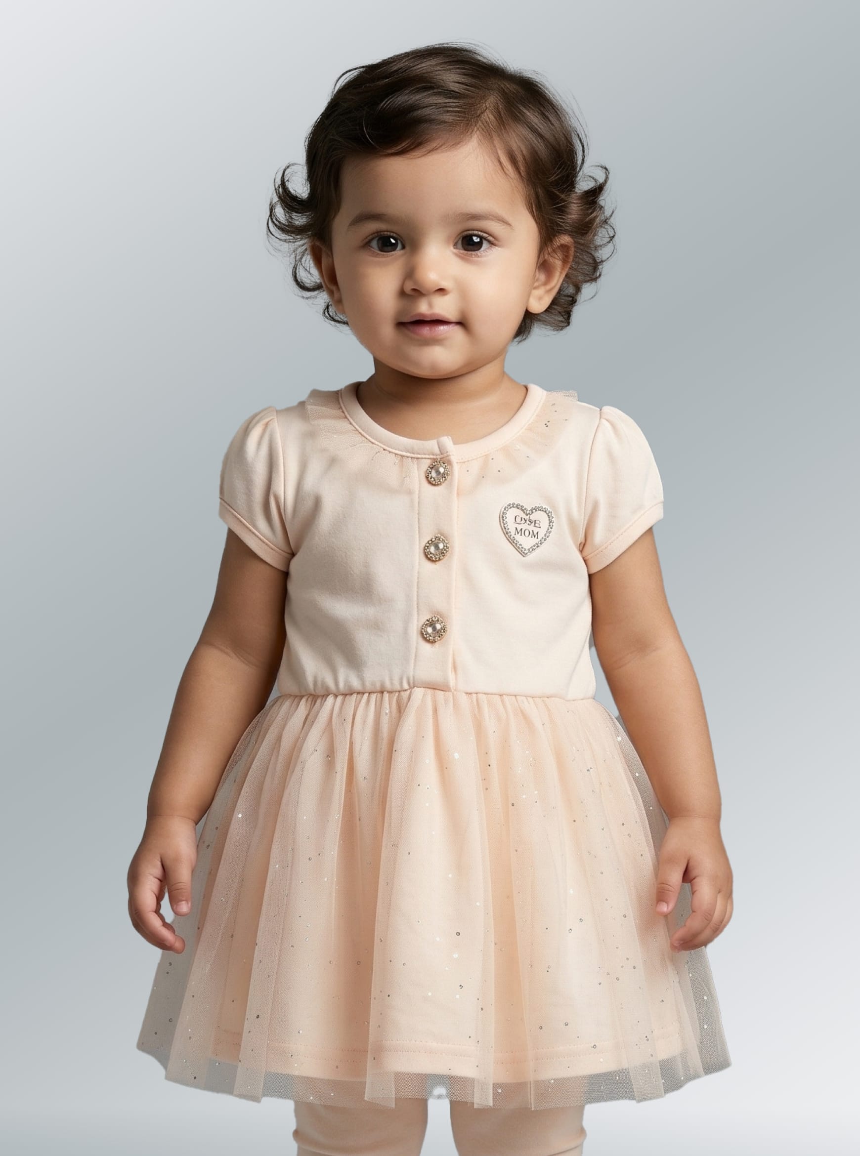 Peachy Sparkle Tulle Dress Set