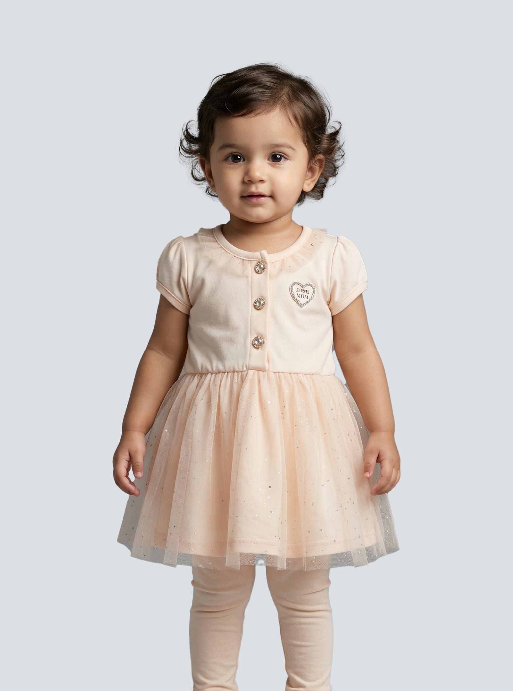 Peachy Sparkle Tulle Dress Set