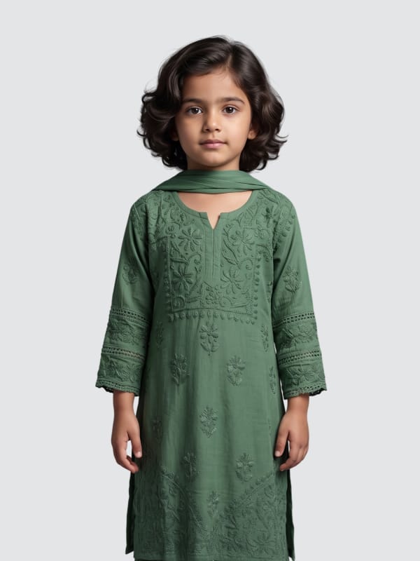 Sage Green Chikankari Sharara Set