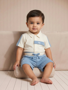 Boys Pastel Polo & Cargo Shorts Set