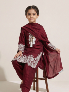 Maroon Embroidered Festive Salwar Suit