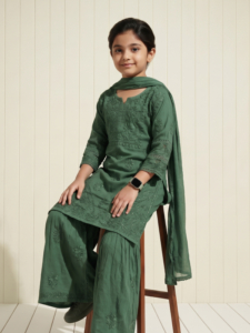Sage Green Chikankari Sharara Set