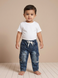 Boys Indigo Wash Cargo Denim Joggers