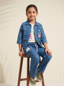 Vintage Wash Denim Jacket with Cargo Shorts Set